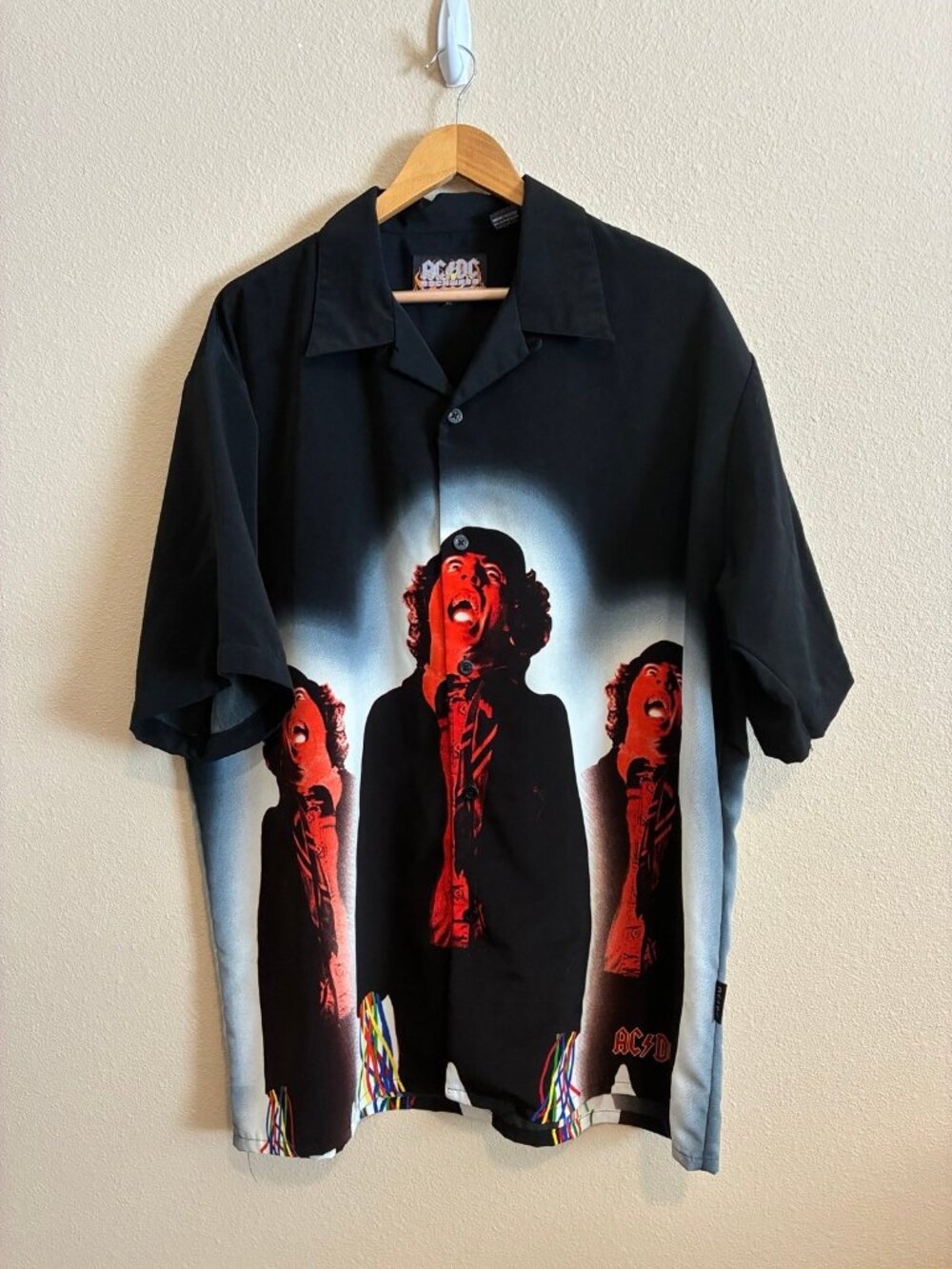 Vintage ACDC Rockware Graphic Button Front Shirt Men's Black Size XL Rare